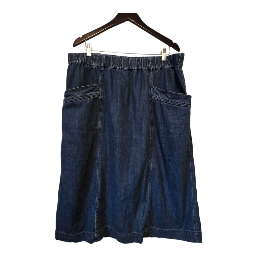 Vintage St Johns Bay 90s Y2K Denim Knee Length Skirt Women's XXL Petite Pockets